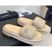 Purchase Chanel Cord & Chain Flat Slides Sandal Beige 2025 CH061026