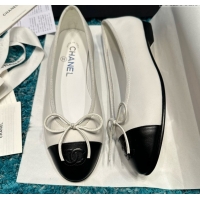 Best Product Chanel Lambskin Classic Ballerinas CHB070714 White/Black