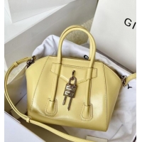 Best Classic Givenchy Mini Antigona Lock Bag in Box Leather 5082 Yellow 2023