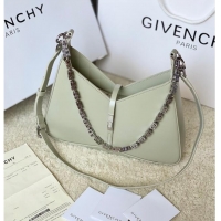 Luxury Cheap Givenchy Small Cut Out bag in shiny leather with chain 19119 Light Grey 2023