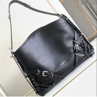 Trendy Design Givenchy Medium Voyou Shoulder Bag in Corset Style Leather 2501 Black 2024