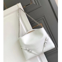 Spot Bulk Givenchy Medium Voyou Chain Bag in Tumbled Calfskin Leather 2503 White 2024