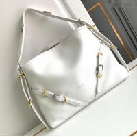 Well Crafted Givenchy Medium Voyou Shoulder Bag in Tumbled Buffalo Leather 2503 White 2024