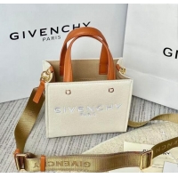 Buy Fashionable Givenchy Mini G-Tote shopping bag in canvas 8016 Beige/Brown 2025