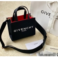 Top Quality Givenchy Mini G-Tote shopping bag in canvas 8016 Black/Red 2025