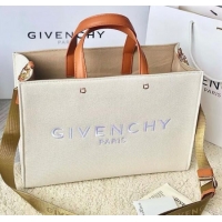 Shop Grade Givenchy Medium G-Tote shopping bag in canvas 8017 Beige/Brown 2025