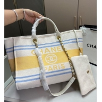 New Release Creation Chanel Deauville Large Shopping Bag 0723 Yellow 2025