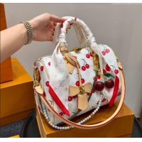 Well Crafted Louis Vuitton LV x TM Speedy Bandouliere 25 Bag in Monogram Cherry 0723 White 2025