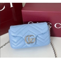 Original Cheap Gucci GG Marmont Mini Shoulder Bag 841290 Light Blue 2025