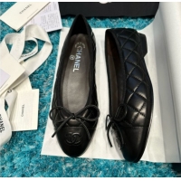 Best Grade Chanel Quilted Lambskin Ballet Flats CHB070721 Black