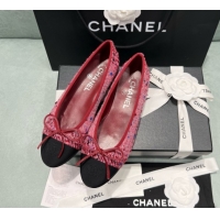 Cheapest Chanel Tweed & Grosgrain Ballet Flats CHB070725 Pink/Black