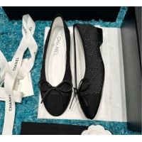 Good Looking Chanel Denim & Grosgrain Ballet Flats CHB070726 Black
