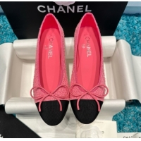 t Chanel Tweed & Grosgrain Ballet Flats CHB070727 Pink/Black