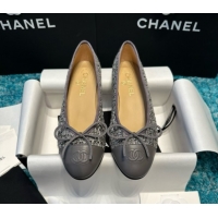 Purchase Chanel Tweed & Lambskin Ballet Flats CHB070727 Grey
