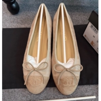 Top Design Chanel Suede Classic Ballerinas CHB070901 Beige
