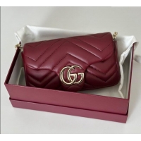 Original Cheap Gucci GG Marmont Mini Shoulder Bag 841290 Ancora Red 2025