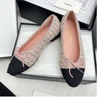 Low Price Chanel Tweed & Grosgrain Ballet Flats CHB71003 Pink