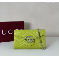 Specials Cheap Gucci GG Marmont Leather Wallet on Chain 837745 Bright Green 2025