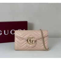 Inexpensive Gucci GG Marmont Leather Wallet on Chain 837745 Light Pink 2025