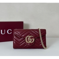 Discount Gucci GG Marmont Leather Wallet on Chain 837745 Ancora Red 2025