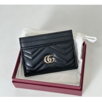 Cheapest Gucci GG Marmont Matelasse Leather Card Holder Wallet 443127 Black 2025