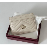 New Stylish Gucci GG Marmont Matelasse Leather Card Holder Wallet 443127 White 2025