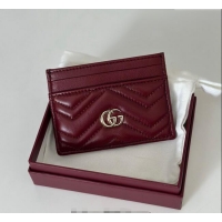 Buy Classic Gucci GG Marmont Matelasse Leather Card Holder Wallet 443127 Dark Burgundy 2025