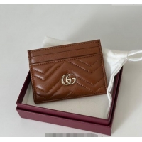 New Design Gucci GG Marmont Matelasse Leather Card Holder Wallet 443127 Brown 2025