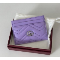 Inexpensive Gucci GG Marmont Matelasse Leather Card Holder Wallet 443127 Lilac Purple 2025