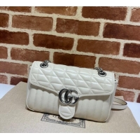 Inexpensive Gucci GG Marmont Geometric Leather Small Shoulder Bag 443497 White 2025