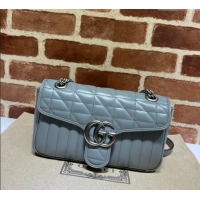 New Design Gucci GG Marmont Geometric Leather Small Shoulder Bag 443497 Grey 2025