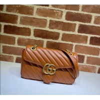 Buy Low Cost Gucci GG Marmont Diagonal Leather Small Shoulder Bag 443497 Brown 2025