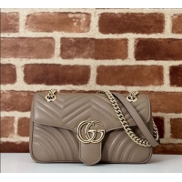 Pretty Style Gucci GG Marmont Matelasse Leather Small Shoulder Bag 443497 Taupe Grey 2025