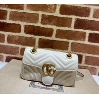 Unique Grade Gucci GG Marmont Matelasse Leather Mini Bag 446744 White/Gold 2025