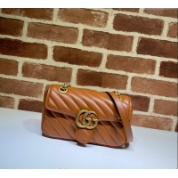 Top Quality Gucci GG Marmont Diagonal Leather Mini Bag 446744 Brown 2025