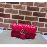 New Design Gucci GG Marmont Matelassé Leather Mini Bag 446744 New Red 2025