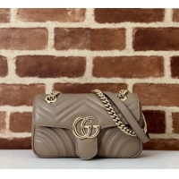 Top Quality Gucci GG Marmont Matelasse Leather Mini Bag 446744 Taupe Grey 2025