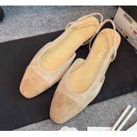 Good Product Chanel Suede Slingback Flats G31319 Beige/Brown