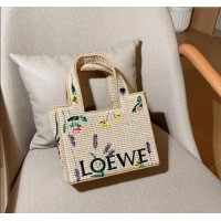 Buy Promotional Loewe Small Front Tote Bag in Straw Embroidery 0723 Beige 2025