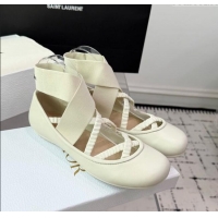 Buy New Cheap Dior Shade Ballet Flats in Satin with Elastic Straps D0001 White 2025