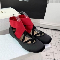 ​Discount Dior Shade Ballet Flats in Satin with Elastic Straps D0001 Black/Red 2025