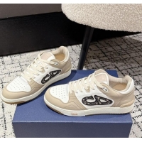 ​Spot Bulk Dior B57 Dribble Low-Top Sneakers in Smooth Calfskin with Beige and Black Dior Oblique Jacquard D0007 White/B