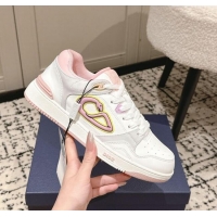 Inexpensive Dior B57 Dribble Low-Top Sneakers in Calfskin Leather D008 White/Light Pink 2025
