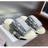 Low Cost Dior D-Wander Platform Slides Sandal in Oblique Fabric D0021 Grey 2025