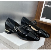 ​Best Quality Dior D-Lane Mary Janes Pumps 3.5cm in Patent Leather with Pearls D0025 Black 2025