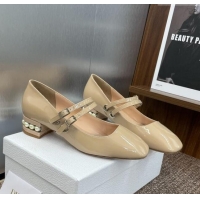 Buy Cheap Dior D-Lane Mary Janes Pumps 3.5cm in Patent Leather with Pearls D0025 Beige 2025
