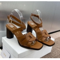 High Quality Dior D-Club Heeled Sandals 8cm in Calfskin Leather D0028 Brown 2025