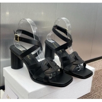 Best Grade Dior D-Club Heeled Sandals 8cm in Calfskin Leather D0028 Black 2025