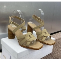 New Design Dior D-Club Heeled Sandals 8cm in Calfskin Leather D0028 Beige 2025