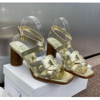 ​Grade Quality Dior D-Club Heeled Sandals 8cm in Calfskin Leather D0028 Gold 2025